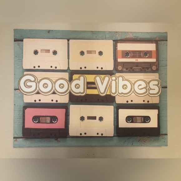 Good Vibes Cassette Tape Decorative Canvas Small Hanging Wall Picture - Picture 2 of 16